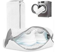 DX Grandway Lot de 2 sacs à linge XXL pour machine à laver et sèche-linge, fermeture éclair robuste avec crochet, sacs de sport inclus, sacs de lavage réutilisables pour baskets, tennis, blanc, Blanc