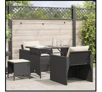 DXBK Salon de jardin 4 pcs avec coussins noir résine tressée 366358