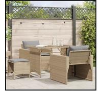 DXBK Salon de jardin avec coussins 4 pcs beige résine tressée 366363