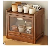 Dxcaicc Armoire de Rangement pour Vaisselle de Comptoir de Cuisine, bac de Rangement pour Pain en Bois de Grande capacité avec Porte en Verre, Organisateur de Ferme en Bois,1layer,40cm/15.7in
