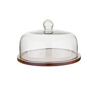 Dxcaicc Assiettes À Gâteau pour Réception De Mariage, Assiette À Gâteau avec Dôme, Assiette À Gâteau en Bois D'Acacia Naturel avec Dôme, Affichage De Dessert pour Fête,26cm