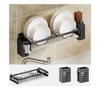 Dxcaicc Égouttoir à Vaisselle Mural, Support de Baguettes en Acier Inoxydable Suspendu pour Cuisine, étagère de Rangement pour Vaisselle avec 2 Supports de Baguettes pour Bol, Assiette,A