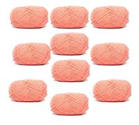 Dxcaicc Lot de 10 Pelotes De Coton À Crocheter Doux, 4 Fils, Mélange De Coton Lisse Ne Décolorant Pas, pour Tricoter des Vêtements, des Accessoires Et des Créations Artisanales,Orange Pink