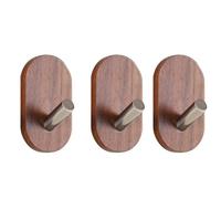 Dxcaicc Lot de 3 patères en Bois, Porte-Manteau en Bois Naturel, Crochets de décoration de Porte de Maison,Crochet Mural Multifonction pour Sacs à Manteaux, vêtements, clés, écharpe,C