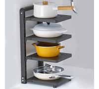 Dxcaicc Organisateur de Support pour casseroles, Support réglable en Hauteur, Porte-couvercles de Placard pour Le Rangement et l'organisation sous l'armoire de Cuisine,4 Layer