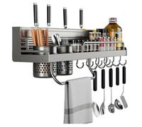 Dxcaicc Organisateur Mural De Cuisine, Étagère De Rangement Multifonction avec Support pour Couteaux, Tube À Baguettes, Crochets pour Ustensiles,80cm/ 31 inch