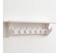 Dxcaicc Porte-Manteau Mural, Support en Bois avec étagère, Porte-Manteau Mural avec Crochets, étagère d'entrée en Bois Rustique,Chambre à Coucher, Salle de Bain,Blanc,7HOOKS