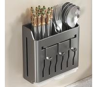 Dxcaicc Porte-ustensiles Mural, Organisateur de Rangement Suspendu avec Crochets, Porte-Couteaux, Baguettes, Couverts, argenterie, Support de Rangement, pour fourchettes,Noir,A