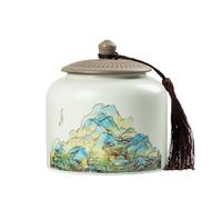 Dxcaicc Pot d'art Traditionnel Chinois - Boîte en Céramique Peinte À La Main De 800 ML avec Couvercle Hermétique | Récipient De Stockage du Thé, Décor De Ferme De Style Asiatique,A