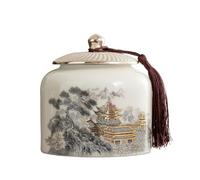Dxcaicc Pot d'art Traditionnel Chinois - Boîte en Céramique Peinte À La Main De 800 ML avec Couvercle Hermétique | Récipient De Stockage du Thé, Décor De Ferme De Style Asiatique,D