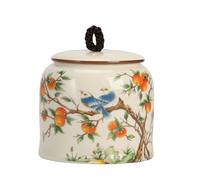 Dxcaicc Pot d'art Traditionnel Chinois - Boîte en Céramique Peinte À La Main De 800 ML avec Couvercle Hermétique | Récipient De Stockage du Thé, Décor De Ferme De Style Asiatique,E