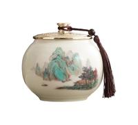 Dxcaicc Pot d'art Traditionnel Chinois - Boîte en Céramique Peinte À La Main De 800 ML avec Couvercle Hermétique | Récipient De Stockage du Thé, Décor De Ferme De Style Asiatique,Q