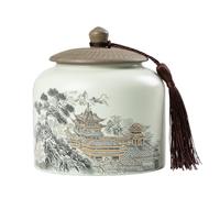 Dxcaicc Pot d'art Traditionnel Chinois - Boîte en Céramique Peinte À La Main De 800 ML avec Couvercle Hermétique | Récipient De Stockage du Thé, Décor De Ferme De Style Asiatique,C