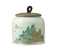 Dxcaicc Pot d'art Traditionnel Chinois - Boîte en Céramique Peinte À La Main De 800 ML avec Couvercle Hermétique | Récipient De Stockage du Thé, Décor De Ferme De Style Asiatique,I