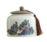 Dxcaicc Pot d'art Traditionnel Chinois - Boîte en Céramique Peinte À La Main De 800 ML avec Couvercle Hermétique | Récipient De Stockage du Thé, Décor De Ferme De Style Asiatique,N