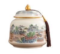 Dxcaicc Pot d'art Traditionnel Chinois - Boîte en Céramique Peinte À La Main De 800 ML avec Couvercle Hermétique | Récipient De Stockage du Thé, Décor De Ferme De Style Asiatique,O
