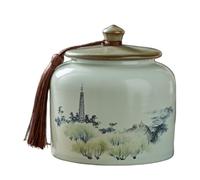 Dxcaicc Pot d'art Traditionnel Chinois - Boîte en Céramique Peinte À La Main De 800 ML avec Couvercle Hermétique | Récipient De Stockage du Thé, Décor De Ferme De Style Asiatique,L
