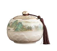 Dxcaicc Pot d'art Traditionnel Chinois - Boîte en Céramique Peinte À La Main De 800 ML avec Couvercle Hermétique | Récipient De Stockage du Thé, Décor De Ferme De Style Asiatique,G