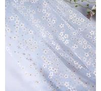 Dxcaicc Tissu en Maille De Tulle Robe Motif Floral 63X39,4 Pouces Petites Fleurs Blanches À Cinq Pétales Tissu Coloré Et Élégant pour Décorer des Livres, des Cartes,Light Blue