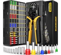 DxCRIMP Jeu de Pince à Sertir Cosse Electrique - avec 18 Sortes Embouts de Câble Isolés et Non Isolés, Pince à Sertir Les Câbles 0,25-10mm², Pince Sertir Multicouche,Pince Electricien