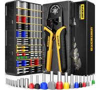 DxCRIMP Jeu de Pince à Sertir Cosse Electrique, Hexagonale Pinces à Sertir - avec 22 Sortes Embouts de Câble Jumelés Isolés et Non Isolés, Pince à Sertir Cosses 0,25-10mm², Pince a Sertir Multicouche