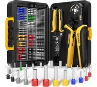 DxCRIMP Jeu de Pince à Sertir Cosse Electrique, Pinces à Sertir - avec 24 Sortes Embouts de Câble Isolés et Non Isolés, Pince à Sertir Les Câbles 0,25-10mm², Pince Sertir Multicouche,Pince Electricien