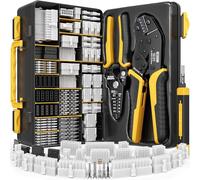 DxCRIMP Kit d’outils de sertissage Mini-Fit Jr 4,2 mm (2-24 broches) avec connecteurs SATA et LP4, bornes 16-26 AWG. Pince à sertir à cliquet, dénudeur et extracteur. Convient pour Molex Mini-Fit Jr