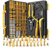 DxCRIMP Kit de Pinces à Sertir avec 21 Sortes de Connecteurs Bêche Mâles et Femelles, Compatible Câbles 0,25-2,5 mm², Outil à Cliquet pour Cosses de Fils Électriques, Sertissage Précis et Fiable