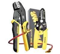 DxCRIMP Kit de Pinces à Sertir Professionnel avec Pince à Dénuder, Connecteurs Bêche Mâles et Femelles pour Câbles 0,25-2,5 mm², Outil à Cliquet pour Cosses et Fils Électriques, Sertissage Précis