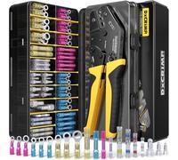 DxCRIMP Kit d'outils à sertir pour connecteurs thermorétractables avec 20 types AWG 24-10 de qualité marine et connecteurs de fil à souder - Pince à sertir à cliquet - Bornes électriques étanches pour
