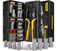 DxCRIMP Kit Pince à Sertir Connecteurs Série DTM, 2-6 Broches Connecteurs Étanches, Contacts Estampés T20 (22-16AWG/0.34-1.5mm²), Pince à Cliquet et Outils d'Extraction, Compatible avec Deutsch DTM