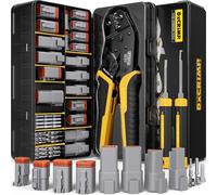 DxCRIMP Kit Pince à Sertir DT Deutsch Connecteurs | Connecteur Electrique Etanche 2/3/4/6 Broches 0,25-2,5 mm² avec Outils d'Extraction pour Connecteurs DT pour Motos Scooter Camions Bateaux Voiture
