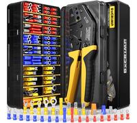 DxCRIMP Kit Pince à Sertir et Cosses Électriques, 0,34-6mm², 30 Types Connecteurs Isolés et Pince à Cliquet - Assortiment Cosses Rondes, Plates, Prolongateurs - pour Auto, Électronique, Bricolage