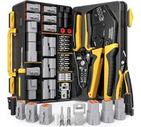 DxCRIMP Kit Pince à Sertir pour Connecteurs Série DTP, 1/2/4/6 Broches Connecteurs Étanches (14-10 AWG/2.5-6.0mm²), Pince à Cliquet, Dénudeur et Outils d'Extraction, Compatible avec Deutsch DTP