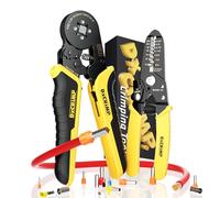 DxCRIMP Pince à sertir Cosse Electrique, Pinces à sertir Multicouche 0,25-10mm², Jeu de Outillage Electricien avec Pince a Denuder, Pince à Sertir Les Câbles