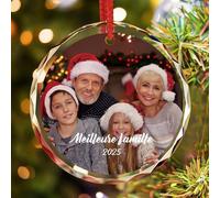 DXDOING Boule de Noël en Cristal Personnalisée Photo Décoration Sapin Noël, Suspension de Personnalisée avec Photo et Nom, Cadeau Famille, Mon Premier Noël