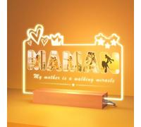 DXDOING Cadeau Personnalisé Maman - Veilleuse Photo Acrylique Lumineuse, Cadre Personnalisé Maman Idée Cadeau, Fête des Mères Lampe