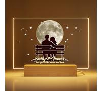 DXDOING Cadeau Saint Valentin Couple Personnalisé - Veilleuse Phase de Lune avec Prénoms & Date - Lampe 3D Acrylique Romantique pour Homme Femme Copain Copine, Idée Décoration Chambre Amoureux