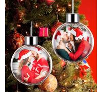 DXDOING Charme Boule de Noël personnalisée avec 2 Photos, Décoration de Noël pour Famille, Amis et Animaux, Cadeau de Noël 2024