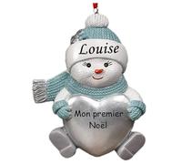 DXDOING Ornement Mon Premier Noël 2025 Personnalisé - Bonhomme de Neige avec Prénom et Année - Souvenir Bébé en Résine - Cadeau Naissance Garçon ou Fille - Décoration Sapin Hiver