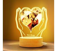 DXDOING Veilleuse Personnalisée en Forme de Coeur avec Cadre Photo Lumineux Cadeau pour Femme, Couple, Maman - Décoration Chambre Romantique Fête des Mères San Valentín