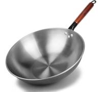 DXDXZDXLUF Wok en Fer Fait Main, ustensile de Cuisine Traditionnel, marmite en Fer sans revêtement, Wok à gaz (C-34 cm)