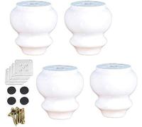 DXEAIN Furniture Legs,Table Leg,White Solid Wood Sofa,Replacement,with Mounting Plates,Set of 4,