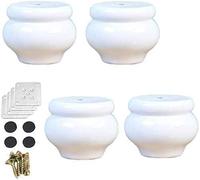 DXEAIN Furniture Legs,Table Leg,White Solid Wood Sofa,Replacement,with Mounting Plates,Set of 4,