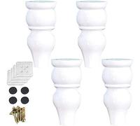 DXEAIN Furniture Legs,Table Leg,White Solid Wood Sofa,Replacement,with Mounting Plates,Set of 4,