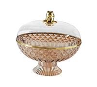 DXEHSEUY Bol à fruits rond avec couvercle transparent pour centre de table de vacances, ambre, 21 x 25,8 cm
