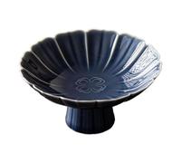 DXEHSEUY Bol à pied en céramique en forme de lotus pour cuisine, décoration d'intérieur, bleu ferme, 12,8 x 5,7 cm