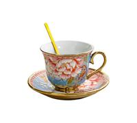 DXEHSEUY Ensemble tasse à thé et soucoupe en céramique émaillée pour café, boissons, restaurant, latte rose, 14 x 10 cm