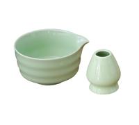 DXEHSEUY Lot de 2 bols à matcha japonais traditionnels et porte-fouets pour matcha familial Vert clair