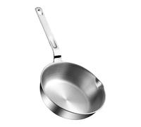 DXEHSEUY Poêle à frire à fond plat en acier inoxydable pour toutes les cuisinières 12 cm Argenté